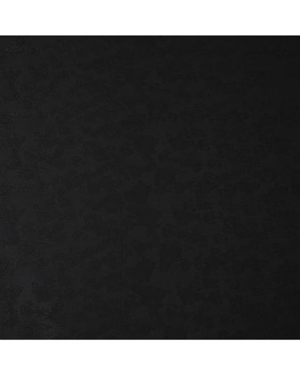 Black Self-Textured Jacquard Silk Crepe Fabric with Subtle Floral Weave and Smooth Lustrous Finish, 110 Cms Width, Made in China-D25889
