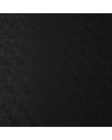 Black Self-Embossed Floral Silk Crepe Fabric with Subtle Gloss Finish and Elegant Textured Weave, 110 Cms Width, Made in China-D25888