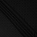 Jet Black Self-Textured Silk Crepe Fabric with Subtle Geometric Motifs and Smooth Glossy Finish, 110 Cms Width, Made in China-D25886