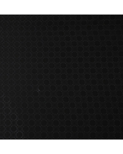 Jet Black Self-Textured Silk Crepe Fabric with Subtle Geometric Motifs and Smooth Glossy Finish, 110 Cms Width, Made in China-D25886