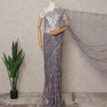 Grey Premium 2-Tone French Chantilly Lace Saree Fabric 5.5 Mtrs with 110 Cms Width – Imported from France-D25666
