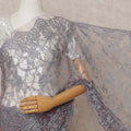 Grey Premium 2-Tone French Chantilly Lace Saree Fabric 5.5 Mtrs with 110 Cms Width – Imported from France-D25666