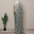 Dusty Green Premium French Chantilly Lace Saree Fabric 5.5 Mtrs with 110 Cms Width – Imported from France-D25647