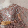 Brown French Chantilly Lace Saree | Regal