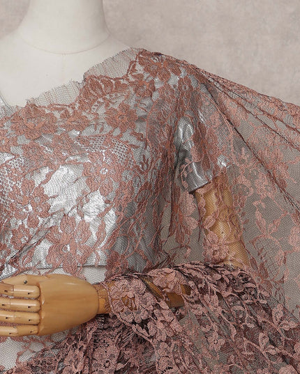 Brown French Chantilly Lace Saree | Regal