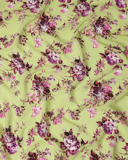 Green Floral Printed Viscose Crepe 110cm