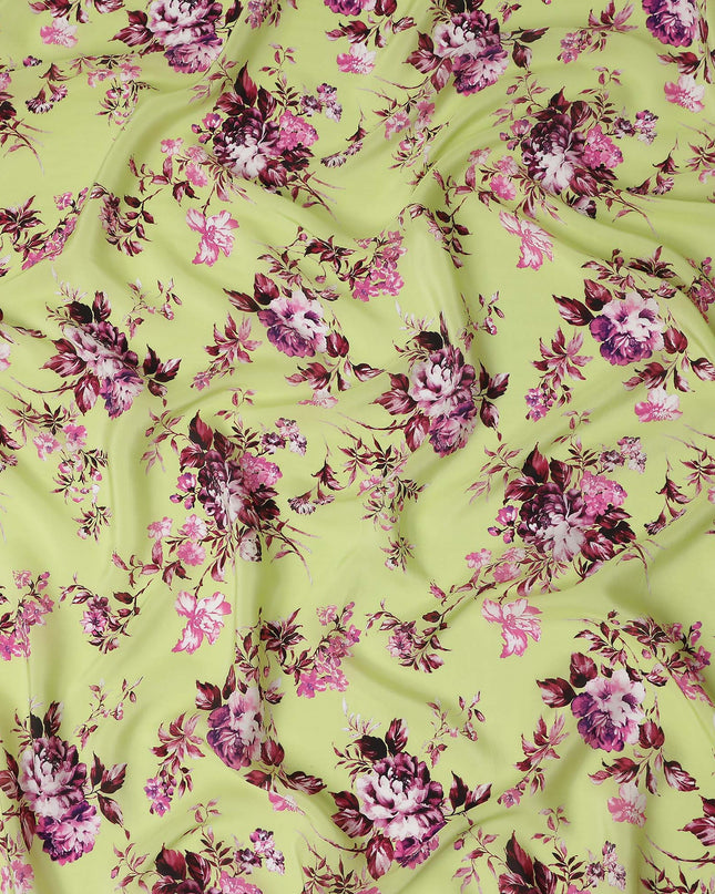 Green Floral Printed Viscose Crepe 110cm