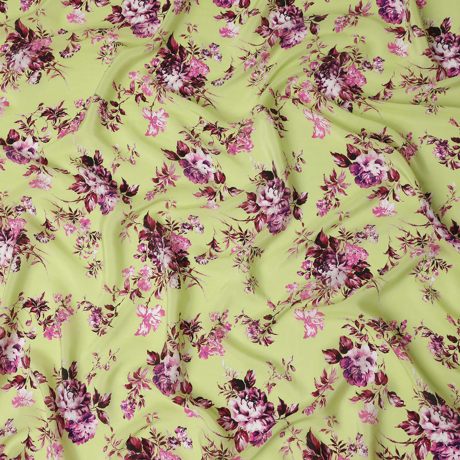 Green Floral Printed Viscose Crepe 110cm