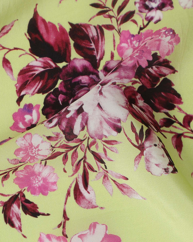 Green Floral Printed Viscose Crepe 110cm