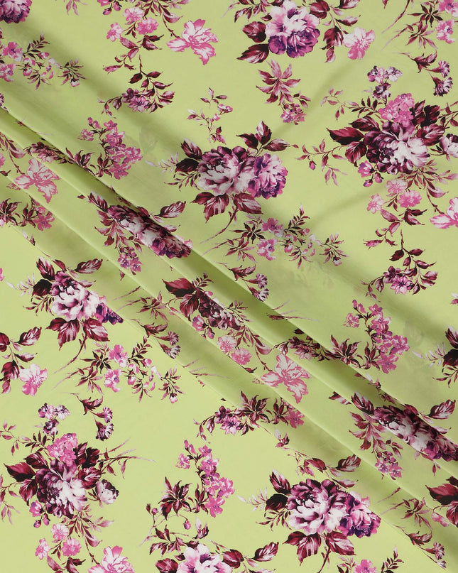 Green Floral Printed Viscose Crepe 110cm