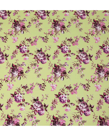 Green Floral Printed Viscose Crepe 110cm