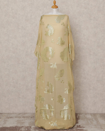 قماش ديراك شيفون حرير صومالي بيج ذهبي مع لوركس ذهبي معدني - 3.5 متر، عرض 140 سم، صنع في كوريا الجنوبية - D24550