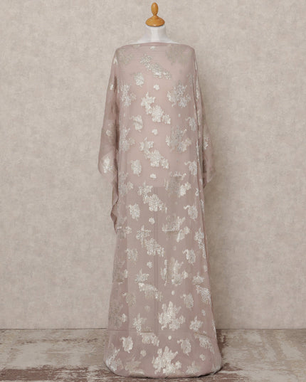 قماش ديراك شيفون حريري صومالي بلون أرجواني باهت مع لوركس فضي لامع - 3.5 متر، عرض 140 سم، صنع في كوريا الجنوبية - D24549