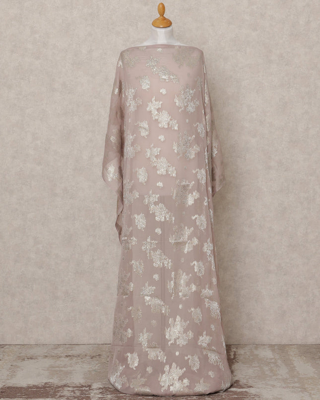 قماش ديراك شيفون حريري صومالي بلون أرجواني باهت مع لوركس فضي لامع - 3.5 متر، عرض 140 سم، صنع في كوريا الجنوبية - D24549