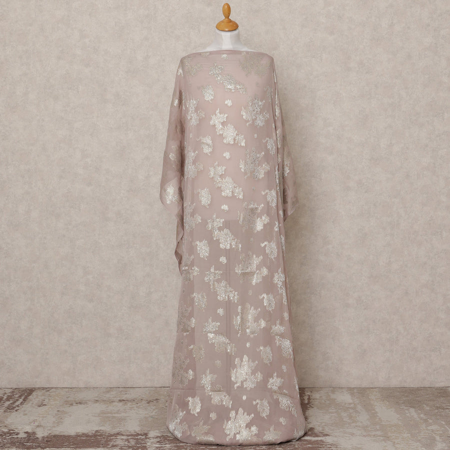 قماش ديراك شيفون حريري صومالي بلون أرجواني باهت مع لوركس فضي لامع - 3.5 متر، عرض 140 سم، صنع في كوريا الجنوبية - D24549