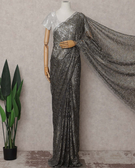 Antique Bronze French Chantilly Lace Saree