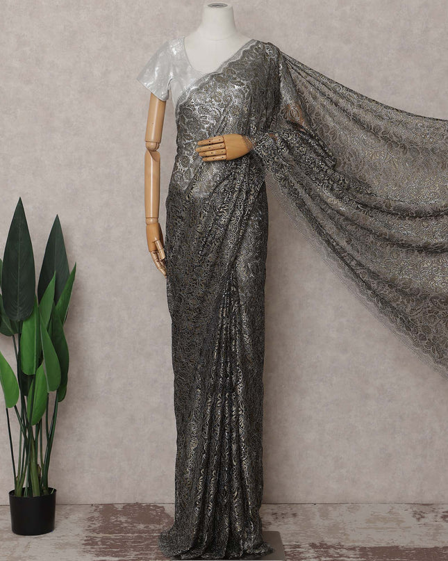 Antique Bronze French Chantilly Lace Saree