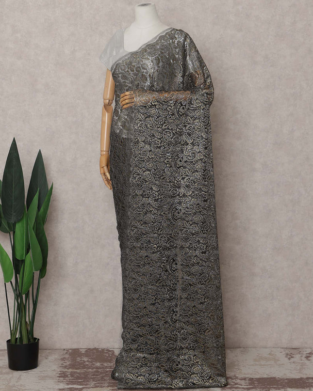 Antique Bronze French Chantilly Lace Saree