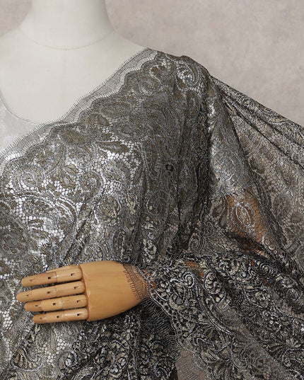 Antique Bronze French Chantilly Lace Saree