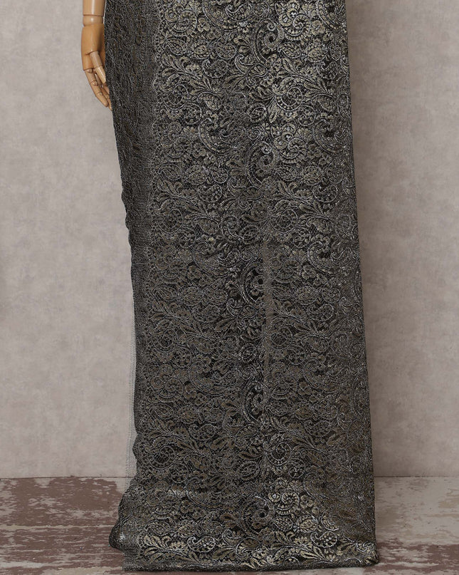 Antique Bronze French Chantilly Lace Saree