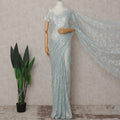 French Chantilly Lace Saree Piece - Ice Blue
