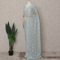 French Chantilly Lace Saree Piece - Ice Blue