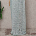 French Chantilly Lace Saree Piece - Ice Blue