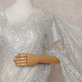 French Chantilly Lace Saree Piece - Pearl Silver