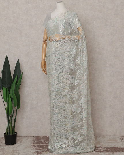 Opal White French Chantilly Lace Saree