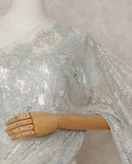 Opal White French Chantilly Lace Saree