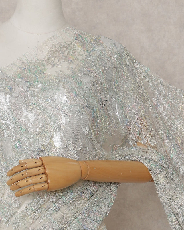Opal White French Chantilly Lace Saree