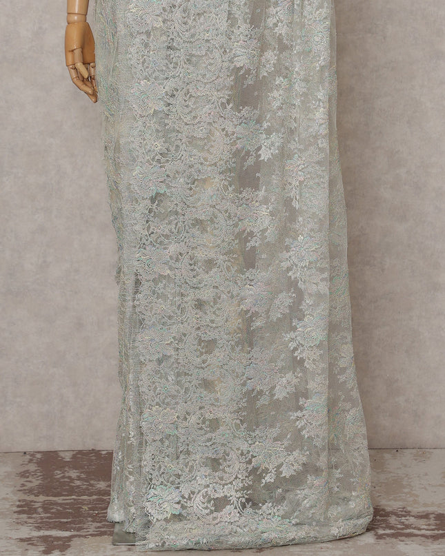 Opal White French Chantilly Lace Saree