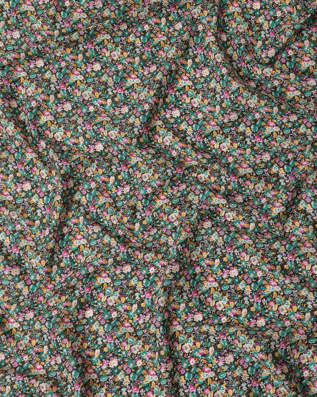 Emerald Multicolor Floral Cotton Lawn - Regal Fabrics