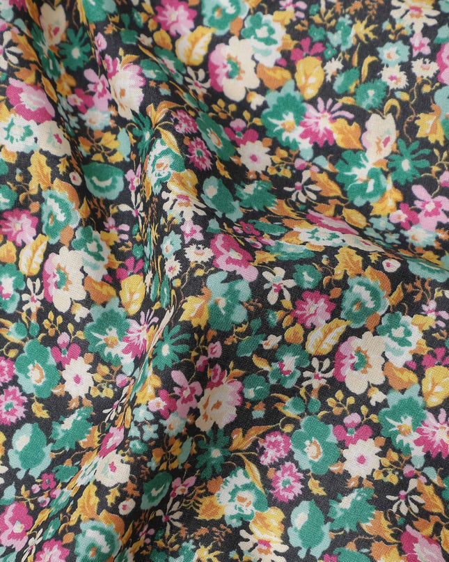 Emerald Multicolor Floral Cotton Lawn - Regal Fabrics