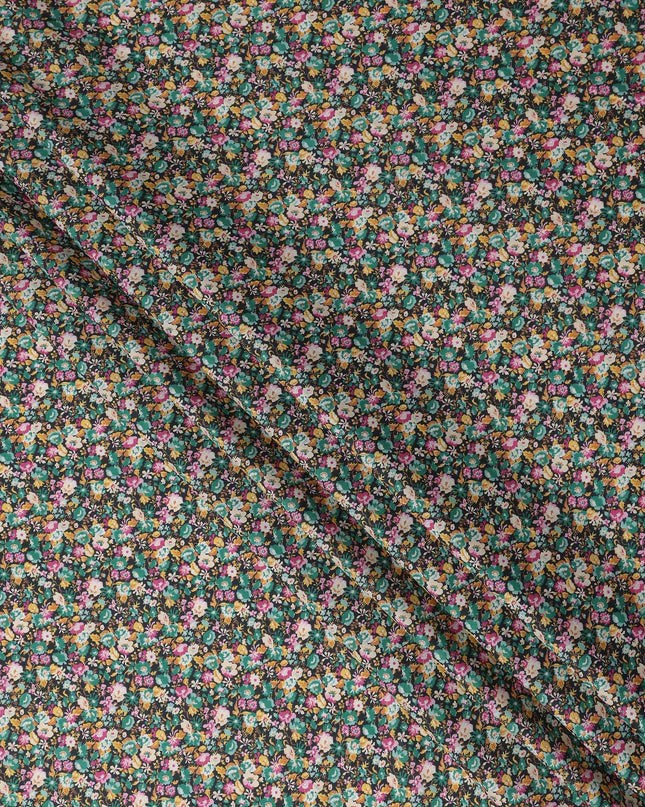 Emerald Multicolor Floral Cotton Lawn - Regal Fabrics