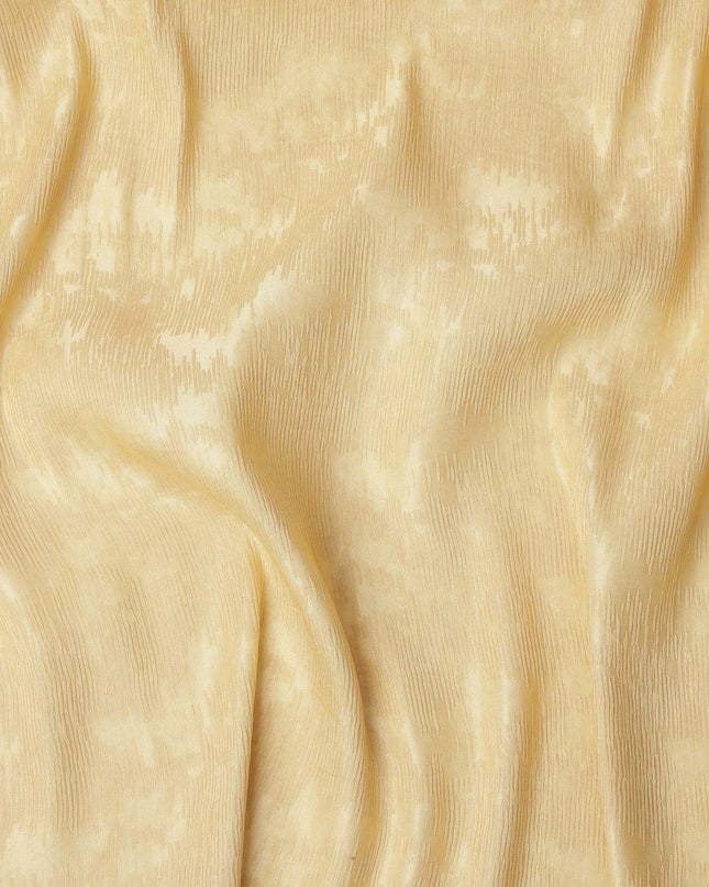 Pastel Yellow Textured Tussar Silk Fabric with Viscose, 110 Cms, India-D25372