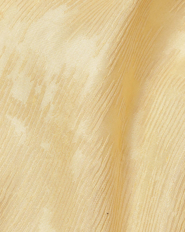 Pastel Yellow Textured Tussar Silk Fabric with Viscose, 110 Cms, India-D25372