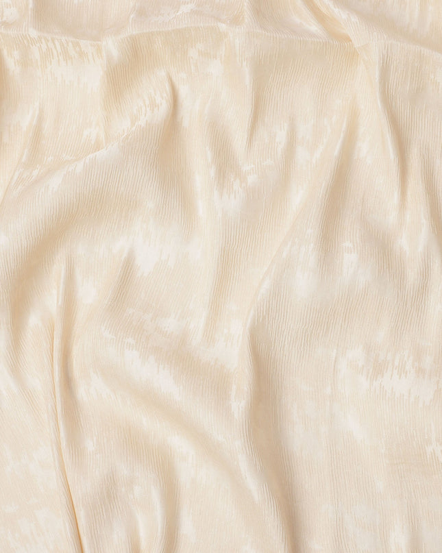 Ivory Textured Tussar Silk Fabric with Viscose, 110 Cms, India-D25371