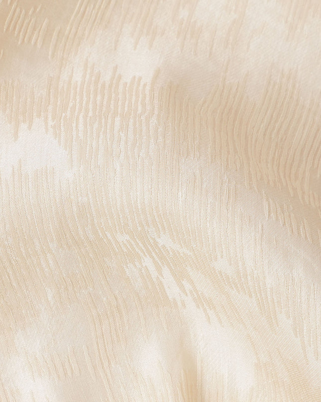 Ivory Textured Tussar Silk Fabric with Viscose, 110 Cms, India-D25371