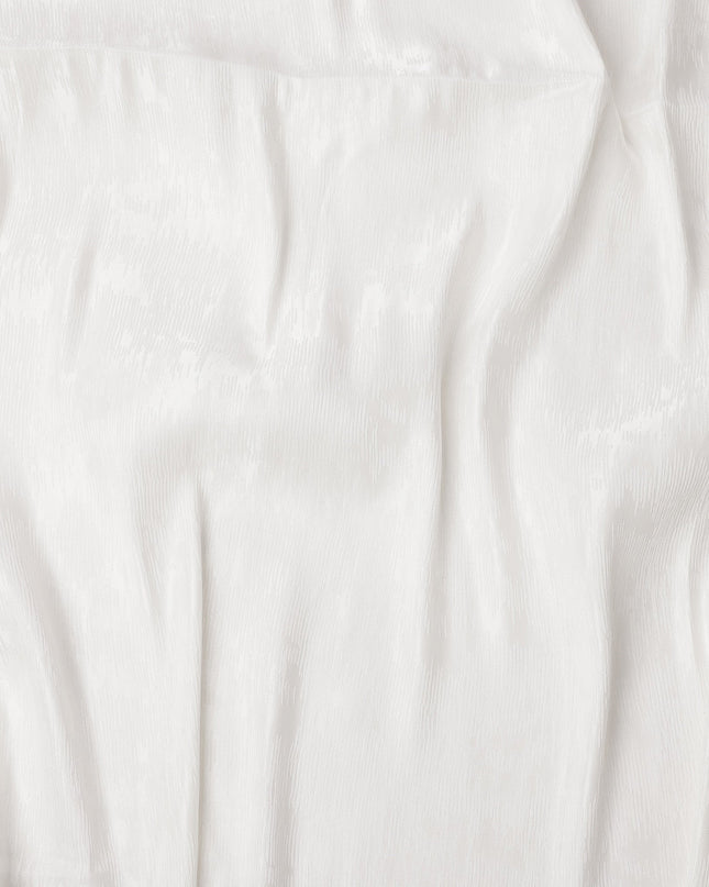 White Textured Tussar Silk Fabric with Viscose, 110 Cms, India-D25373