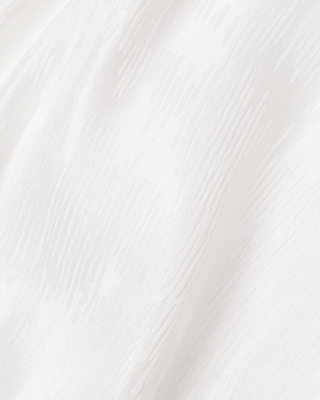 White Textured Tussar Silk Fabric with Viscose, 110 Cms, India-D25373