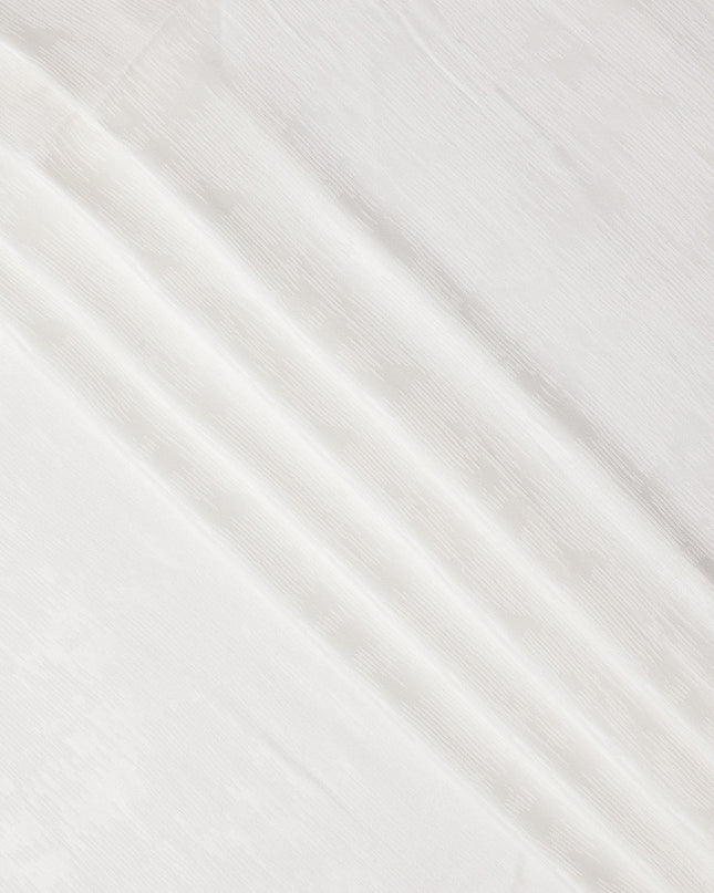 White Textured Tussar Silk Fabric with Viscose, 110 Cms, India-D25373