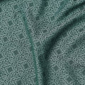 Teal Green Floral Motif Self Design Synthetic Cotton Fabric, 140 Cms, India-D25381