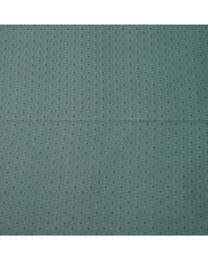 Teal Green Floral Motif Self Design Synthetic Cotton Fabric, 140 Cms, India-D25381