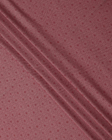 Maroon Floral Motif Self Design Synthetic Cotton Fabric, 140 Cms, India-D25379