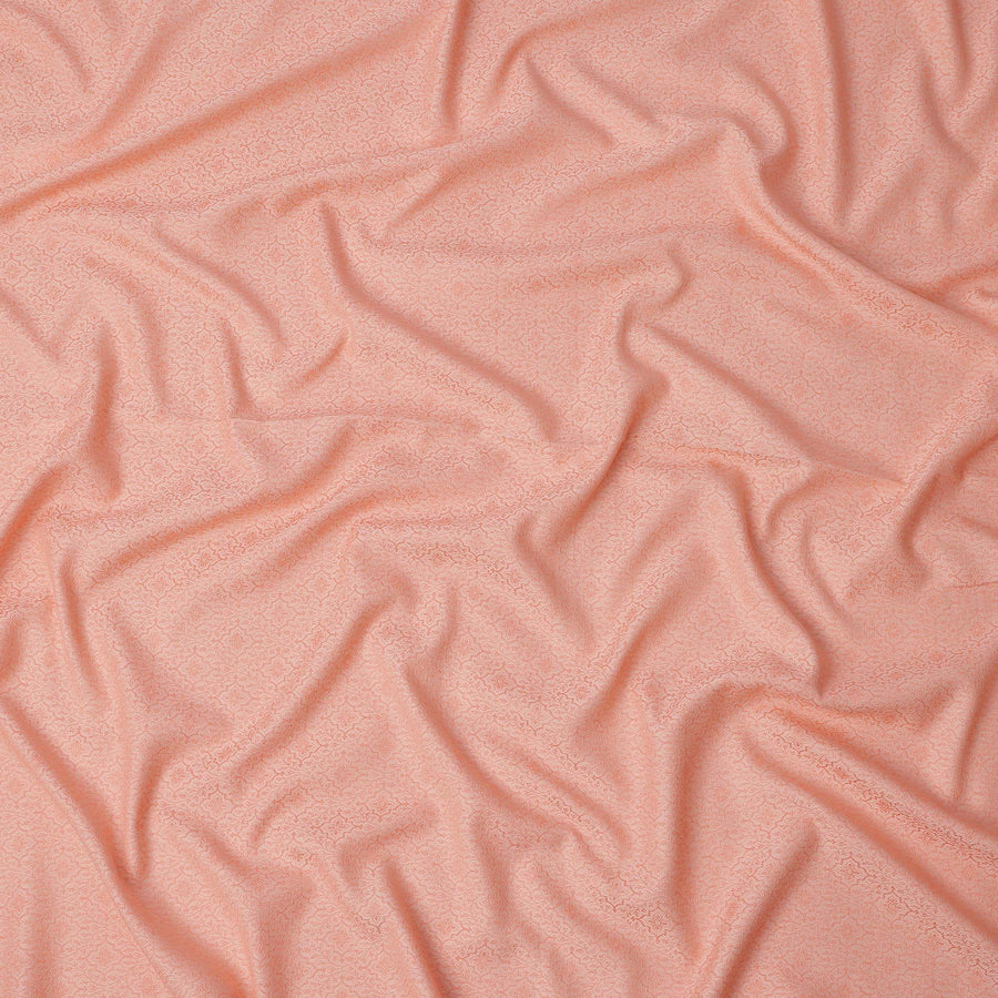 Peach Floral Motif Self Design Synthetic Cotton Fabric, 140 Cms, India-D25378