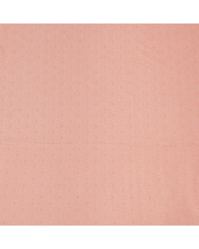 Peach Floral Motif Self Design Synthetic Cotton Fabric, 140 Cms, India-D25378