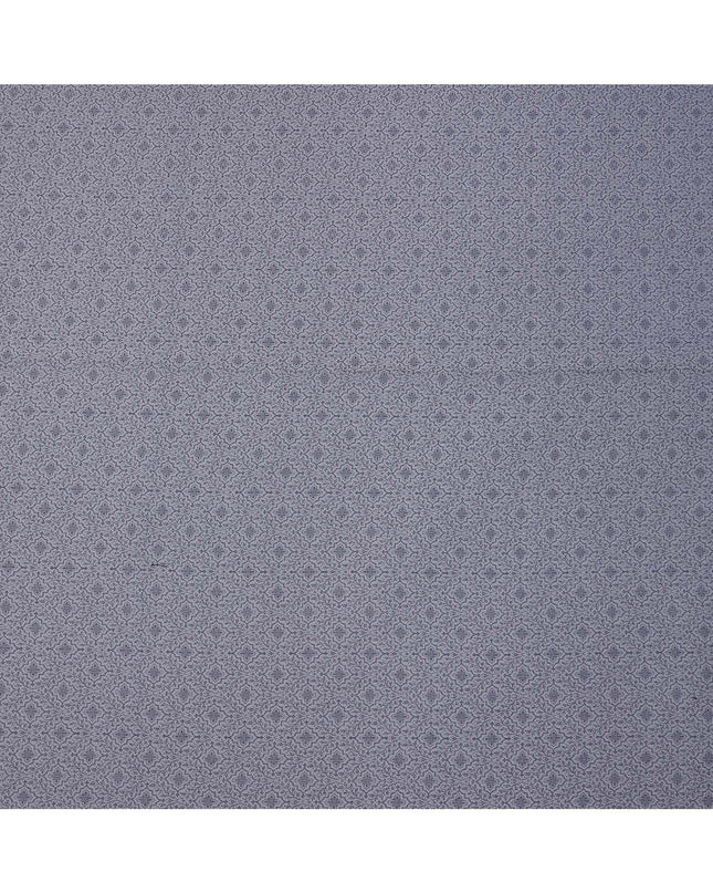 Slate Blue Floral Motif Self Design Synthetic Cotton Fabric, 140 Cms, India-D25377