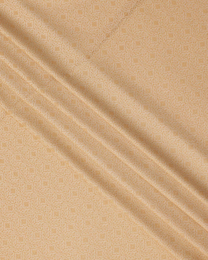 Mustard Yellow Floral Motif Self Design Synthetic Cotton Fabric, 140 Cms, India-D25382