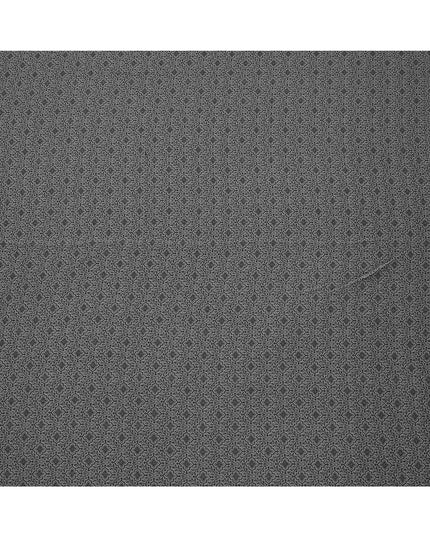 Charcoal Grey Floral Motif Self Design Synthetic Cotton Fabric, 140 Cms, India-D25380